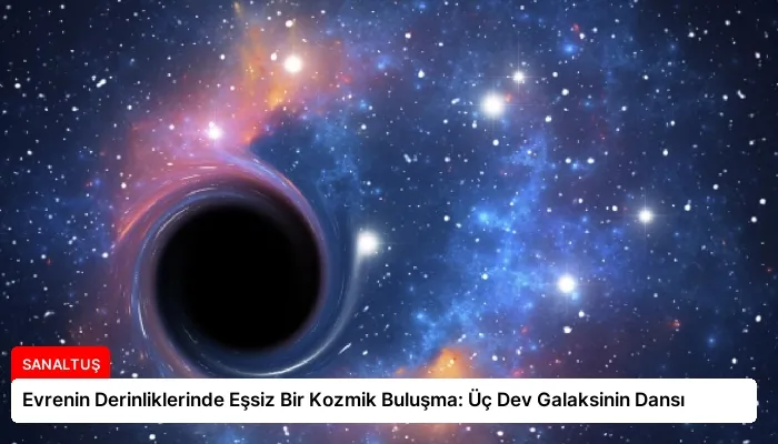 Evrenin Derinliklerinde Eşsiz Bir Kozmik Buluşma: Üç Dev Galaksinin Dansı