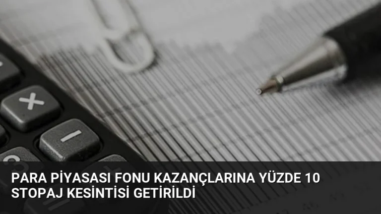 Para Piyasası Fonu Kazançlarına Yüzde 10 Stopaj Kesintisi Getirildi